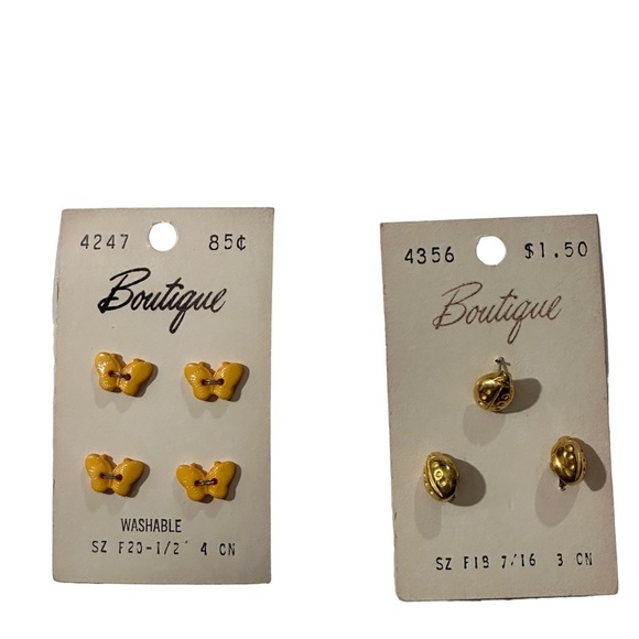 Vintage Mixed Boutique 3 Metal Ladybugs F19 7/16”& 4 Butterfly 1/2” Buttons NOS - Picture 3 of 4